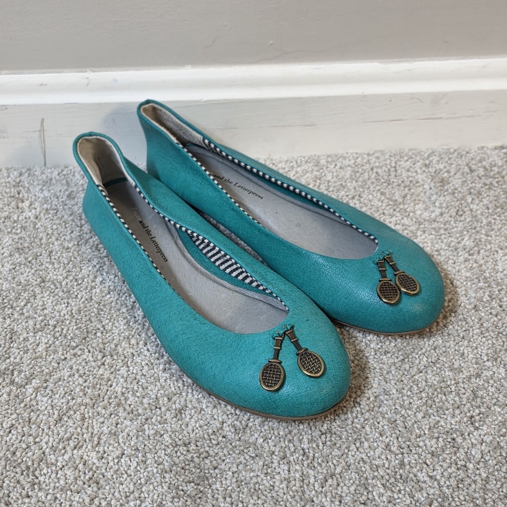 Pilcro and Letterpress x Anthropologie Tennis Racket Charm Leather Ballet Flats